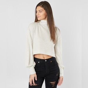 Free People BK Mock Neck Waffle Knit Crop Top